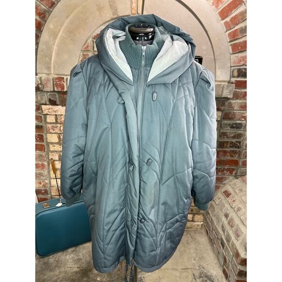 cocoon coat quilted hood 1980s gray toggle buttons - Picture 1 of 13